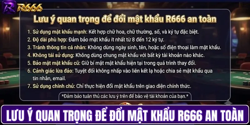 Lưu ý quan trọng để đổi mật khẩu R666 an toàn